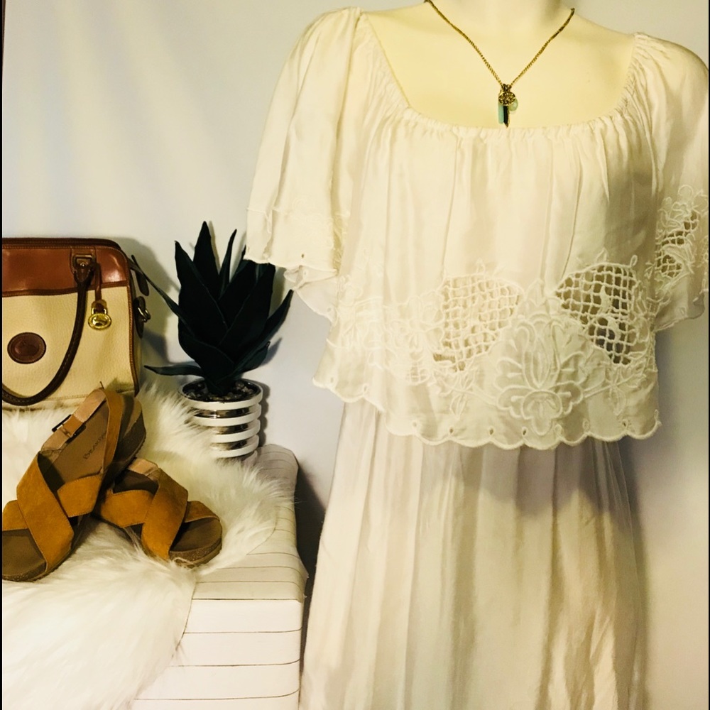 FREE PEOPLE BEAUTIFUL CROCHET & OFF SHOULDER DRESS